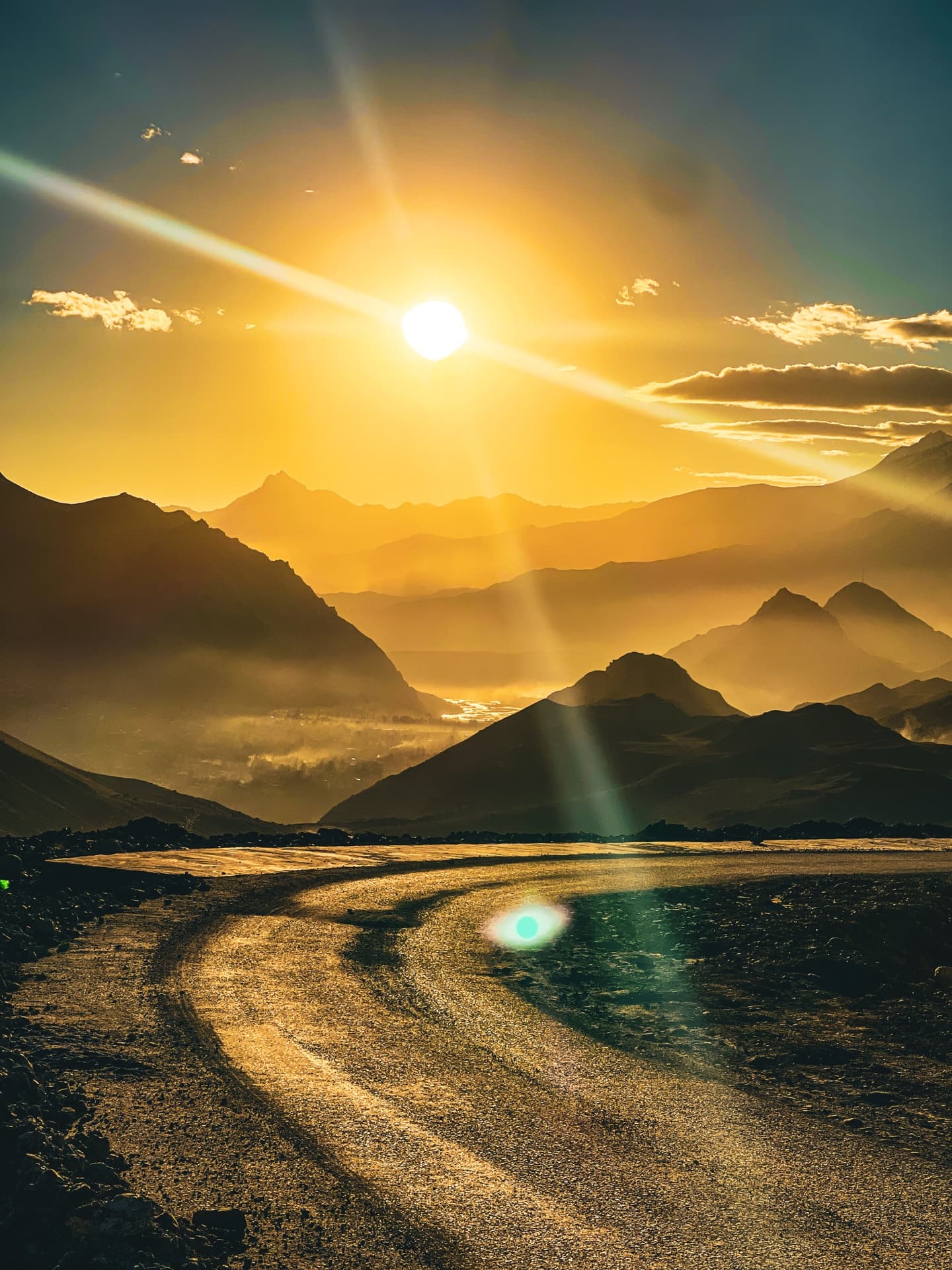 Golden sunset over the mountains of northern Pakistan