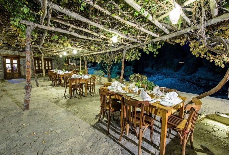Outdoor dining terrace at Serena Shigar Fort